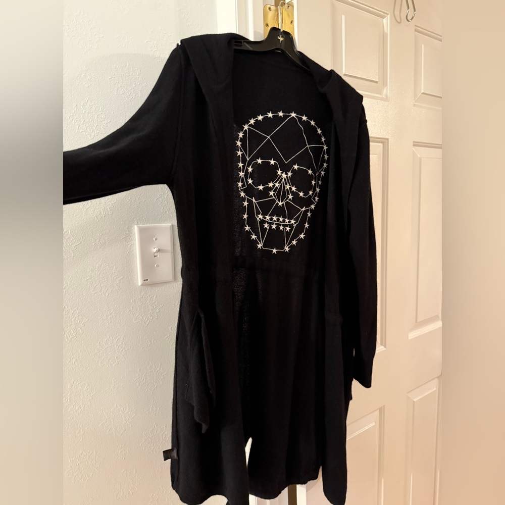 Black Hooded SKULL cashmere Cardigan with Skull size medium.
 —Extremely low $$